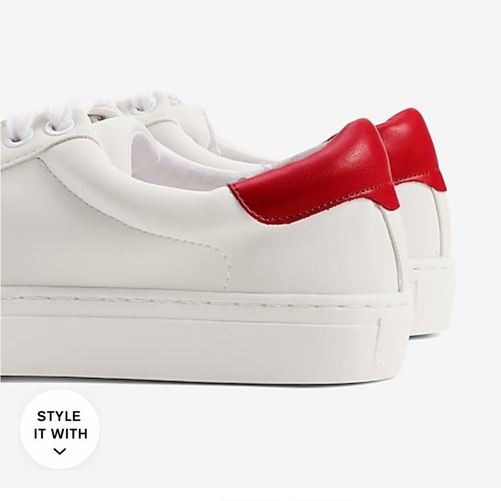 Express vegan leather sneaker white with lipstick red size 7 new with tags